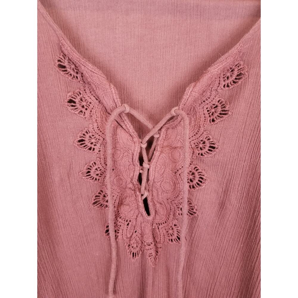 O'Neill Saltwater Burgundy Gauze Embroidered Bell Sleeve Beach Cover Up Large - Picture 5 of 10